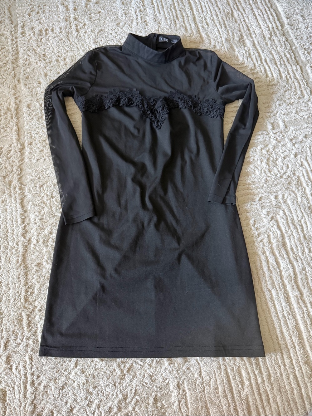 CBR Black Mesh Trim Mini Dress